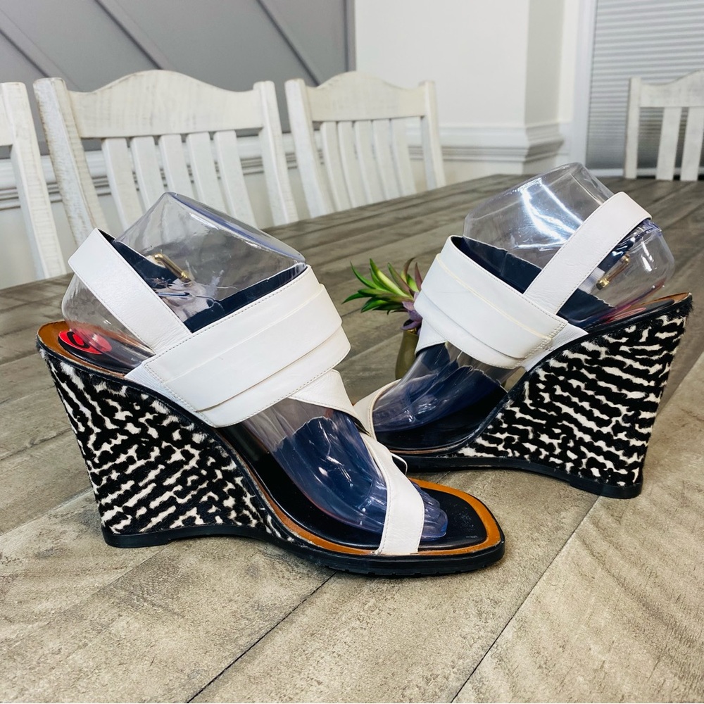 Derek Lam Gillis Calf Hair Leather Wedge Sandals Women's Size 10 - Picture 6 of 10